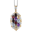 EverTrue Multi Gemstone 3.85 ctw Pendant in 18K YG Plated and Platinum Bond with Stainless Steel Necklace 20 Inches - Sticky add to cart bar