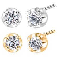 D'Joy Lab Grown Diamond I2 0.40 ctw Set of 2 Solitaire Stud Earrings in 18K Vermeil YG and Platinum Over Sterling Silver