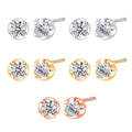 D'Joy Lab Grown Diamond I2 1.00 ctw Set of 5 Solitaire Stud Earrings in 18K Vermeil Yellow Rose Gold and Platinum Over Sterling Silver - Sticky add to cart bar