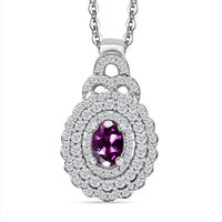 AAA Radiant Ember Garnet and Mossianite 1.15 ctw Cherry Blossom Pendant Necklace in Rhodium Over Sterling Silver 20 Inches