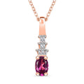 AAA Radiant Ember Garnet and Diamond 0.60 ctw Pendant Necklace in 18K Vermeil Rose Gold Over Sterling Silver 20 Inches - Sticky add to cart bar