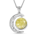 Connemara Marble 10.20 ctw Moon Pendant in Rhodium Over Sterling Silver with Stainless Steel Necklace 20 Inches - Sticky add to cart bar