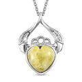 Connemara Marble 6.60 ctw Claddagh Pendant in Rhodium Over Sterling Silver with Stainless Steel Necklace 20 Inches - Sticky add to cart bar
