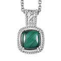 Karis African Malachite and White Zircon 3.50 ctw Pendant in Platinum with Stainless Steel Necklace 20 Inches - Sticky add to cart bar
