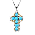 Karis Premium Sleeping Beauty Turquoise 1.75 ctw Pendant in 18K YG Plated and Platinum Bond with Stainless Steel Necklace 20 Inches - Sticky add to cart bar