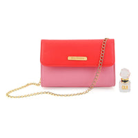Juicy Couture Crossbody Bag with Goldtone Chain Strap for Women, Pink & Red, Oui/Juicy Couture EDP Mini Splash 0.17 OZ (5.0 ml) (Women)