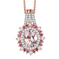 Pink Morganite and Multi Gemstone 2.40 ctw Pendant Necklace in 18K Vermeil Rose Gold Over Sterling Silver 20 Inches - Sticky add to cart bar
