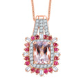 Pink Morganite and Multi Gemstone 2.40 ctw Pendant Necklace in 18K Vermeil Rose Gold Over Sterling Silver 20 Inches - Sticky add to cart bar