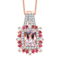 Pink Morganite and Multi Gemstone 2.40 ctw Pendant Necklace in 18K Vermeil Rose Gold Over Sterling Silver 20 Inches