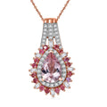 Pink Morganite and Multi Gemstone 2.40 ctw Pendant Necklace in 18K Vermeil Rose Gold Over Sterling Silver 20 Inches - Sticky add to cart bar