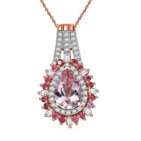 Pink Morganite and Multi Gemstone 2.40 ctw Pendant Necklace in 18K Vermeil Rose Gold Over Sterling Silver 20 Inches