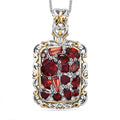 Mozambique Garnet amd White Zircon 4.00 ctw Filigree Pendant Necklace in 18K Vermeil YG and Rhodium Over Sterling Silver 20 Inches - Sticky add to cart bar