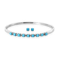 Sleeping Beauty Turquoise and White Zircon 3.15 ctw Stud Earrings and Bangle Bracelet (7.25 In) in Stainless Steel - Sticky add to cart bar