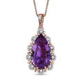 Concave Cut AAA Rose De France Amethyst and Multi Gemstone 8.40 ctw Orchid Dew Pendant Necklace in 18K Vermeil Rose Gold Over Sterling Silver 20 Inches - Sticky add to cart bar