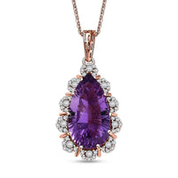 Concave Cut AAA Rose De France Amethyst and Multi Gemstone 8.40 ctw Orchid Dew Pendant Necklace in 18K Vermeil Rose Gold Over Sterling Silver 20 Inches