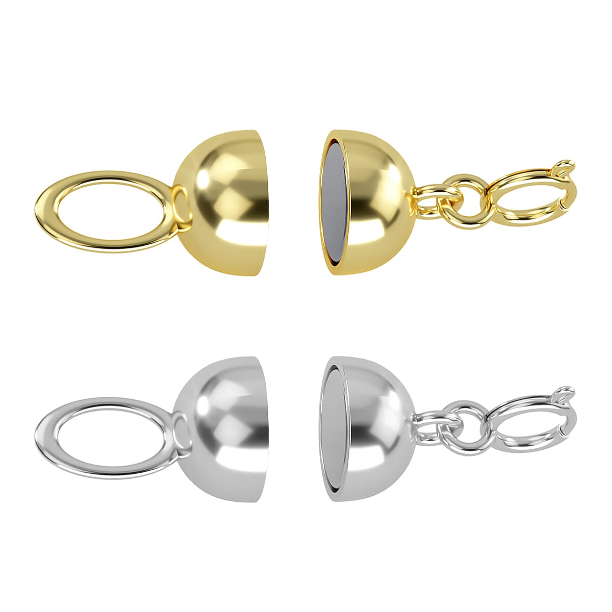 Set of 2 - 10K White and Yellow Solid Gold Magnetic Lock (1.56 g)