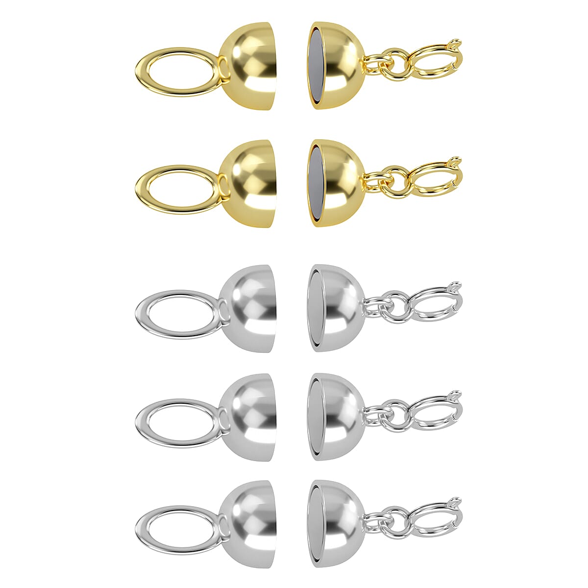 Set of 5 - 10K White and Yellow Solid Gold Magnetic Lock (3.90 g)