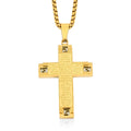 Prayer Cross Pendant Necklace 24 Inches in ION Plated YG Stainless Steel - Sticky add to cart bar