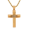 Cross Pendant with Necklace 24 Inches in ION Plated YG Stainless Steel - Sticky add to cart bar