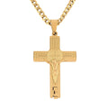 Jesus Cross Pendant Necklace in ION Plated YG Stainless Steel 24 Inches - Sticky add to cart bar