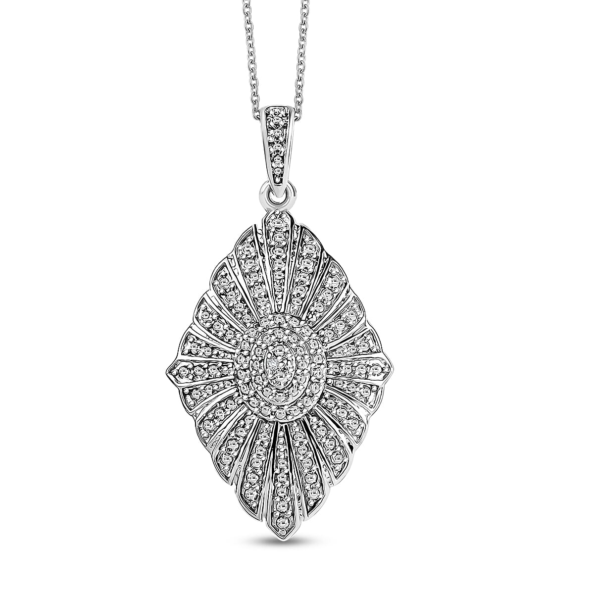 Karis Diamond Accent Kite Pendant Necklace in Platinum Bond, 20 Inches