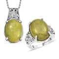 Set of 2 Karis Connemara Marble, White Zircon Ring (Size 5.0) Pendant in Platinum Bond with Stainless Steel Necklace (20 Inches) 24.25 ctw - Sticky add to cart bar