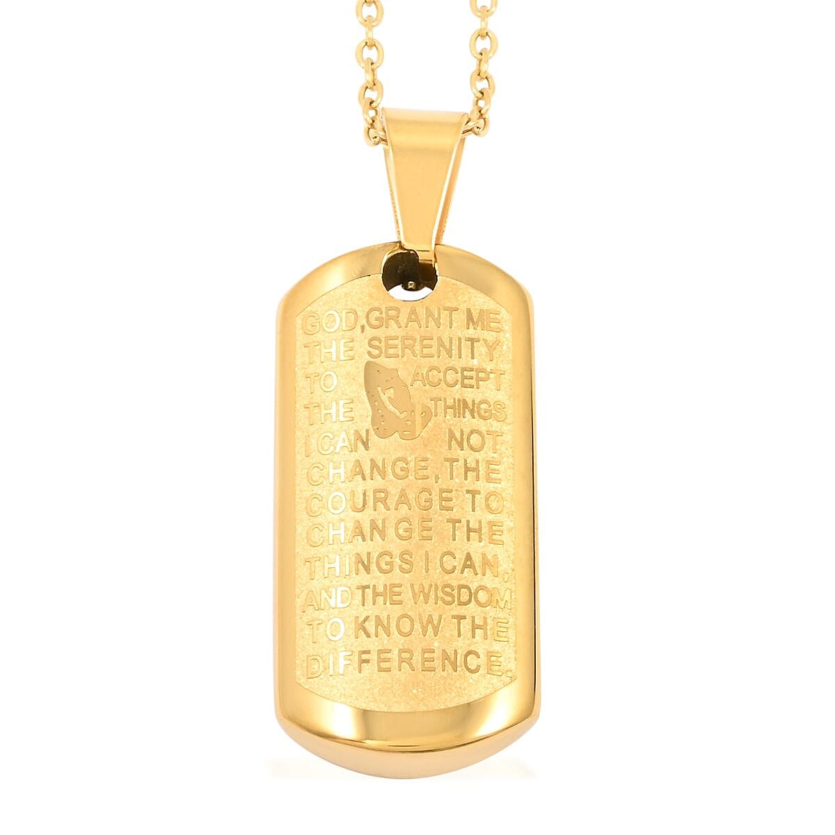 Prayer Bar Pendant Necklace 18 Inches in ION Plated YG Stainless Steel