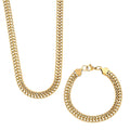 Set of Double Row Curb Chain Bracelet (7.50In) and Necklace 20 Inches in ION Plated YG Stainless Steel - Sticky add to cart bar