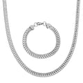 Set of Double Row Curb Chain Bracelet (7.50In) and Necklace 20 Inches in Stainless Steel - Sticky add to cart bar