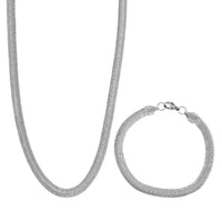 Set of Herringbone Chain Bracelet (7.50In) and Necklace 20 Inches in Stainless Steel