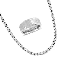 Set of Ring (Size 8.0) and Necklace (24 Inches) in Stainless Steel