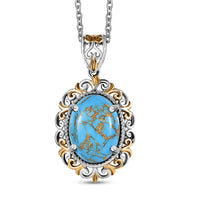 Karis Mojave Blue Turquoise 7.70 ctw Pendant in 18K YG Plated and Platinum Bond with Stainless Steel Necklace 20 Inches