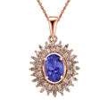 Tanzanite, Natural Champagne and White Diamond 1.30 ctw Solar Elegance Pendant Necklace in 18K Vermeil Rose Gold Over Sterling Silver 20 Inches - Sticky add to cart bar