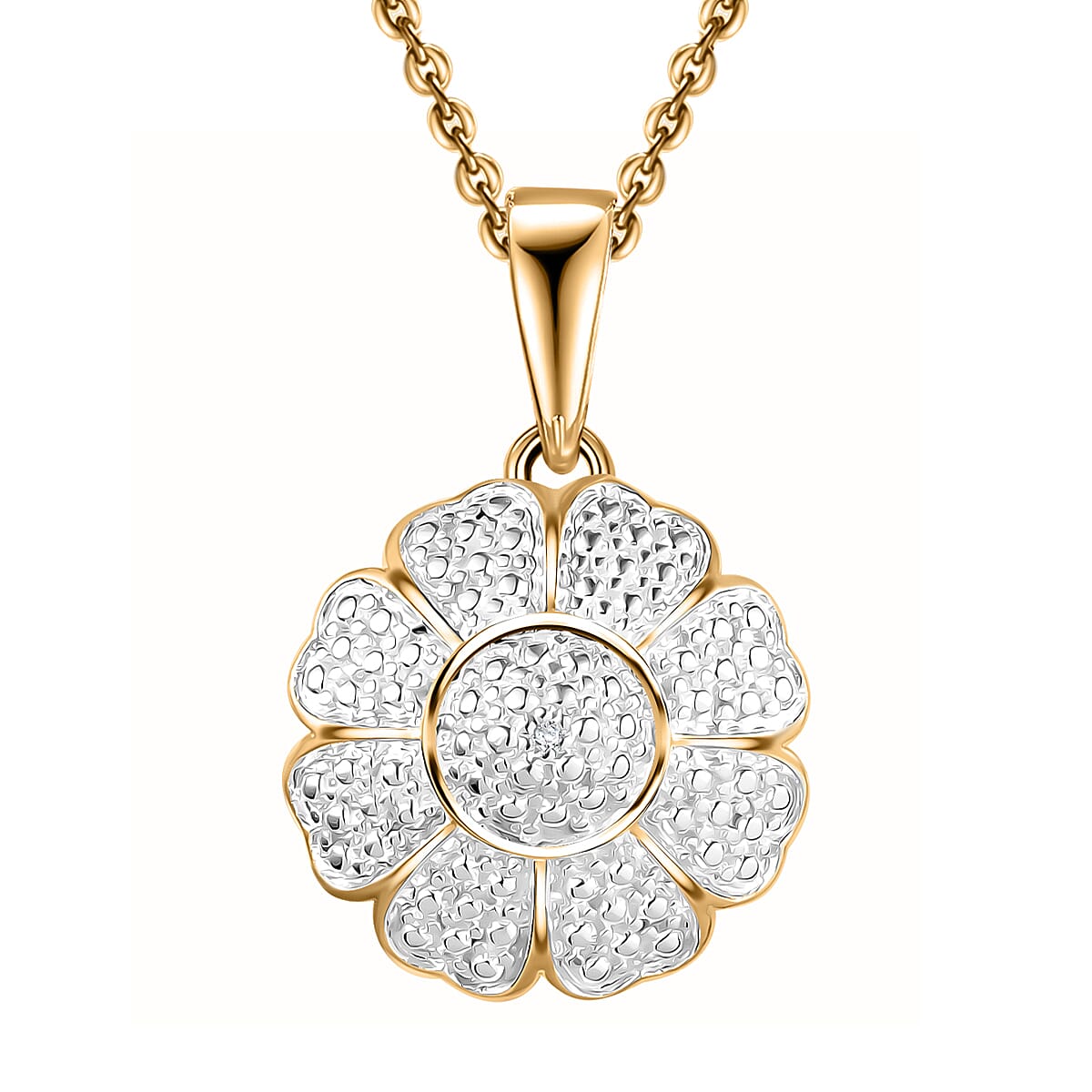 Karis Diamond Pendant in 18K Yellow Gold Plated with Stainless Steel Necklace 20 Inches