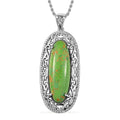 Mojave Green Turquoise 13.35 ctw Pendant in Platinum Over Copper with Magnet with Stainless Steel Necklace 20 Inches - Sticky add to cart bar