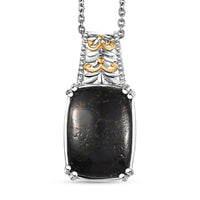 Matrix Silver Shungite 9.75 ctw Pendant in Platinum Over Copper with Stainless Steel Necklace 20 Inches