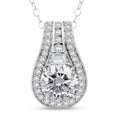 D'Joy Heart and Arrow Cut Moissanite (Rnd 8mm) Pendant Necklace (20 Inches) in Rhodium Over Sterling Silver 2.40 ctw - Sticky add to cart bar