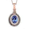 Tanzanite, Nature Champagne and White Diamond 1.60 ctw Pendant Necklace in 18K Vermeil Rose Gold Over Sterling Silver 20 Inches - Sticky add to cart bar