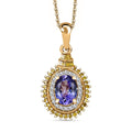 Tanzanite, Nature Champagne and White Diamond 1.60 ctw Pendant Necklace in 18K Vermeil Rose Gold Over Sterling Silver 20 Inches - Sticky add to cart bar
