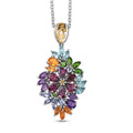 D'Joy Multi Gemstone 6.75 ctw Flowers Bouquet Pendant Necklace 20 Inches in 18K Vermeil YG and Rhodium Over Sterling Silver - Sticky add to cart bar