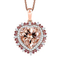 Luxoro AAA Marropino Morganite, Padparadscha Sapphire and White Diamond I2 5.90 ctw Radiant Heart Pendant Necklace in 14K Rose Gold 20 Inches - Sticky add to cart bar