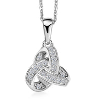 Luxuriant Lab Grown Diamond G-H SI 0.20 ctw Knot Pendant Necklace in Rhodium Over Sterling Silver 20 Inches (Del. In 10-12 Days)