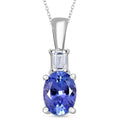 Premium Tanzanite and Luxuriant Lab Grown Diamond VS 1.20 ctw Statement Pendant Necklace in Rhodium Over Sterling Silver 20 Inches - Sticky add to cart bar