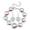 Simulated Mystic White Crystal Bracelet and Earrings in Silvertone - Sticky add to cart bar