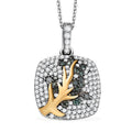GP Italian Garden Collection Diamond, Green Diamond (IR) Horse Pendant Necklace (20 Inches) in Vermeil YG and Rhodium Over Sterling Silver (Del. in 8-10 Days) 0.70 ctw - Sticky add to cart bar