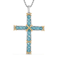 Karis Betroka Blue Apatite 8.00 ctw Pendant in 18K YG Plated and Platinum Bond with Stainless Steel Necklace 20 Inches