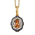 Premium Calabar Imperial Tourmaline, Natural Champagne and White Diamond 1.10 ctw Midnight Glow Pendant Necklace in 18K Vermeil Yellow Gold Over Sterling Silver 20 Inches - Sticky add to cart bar