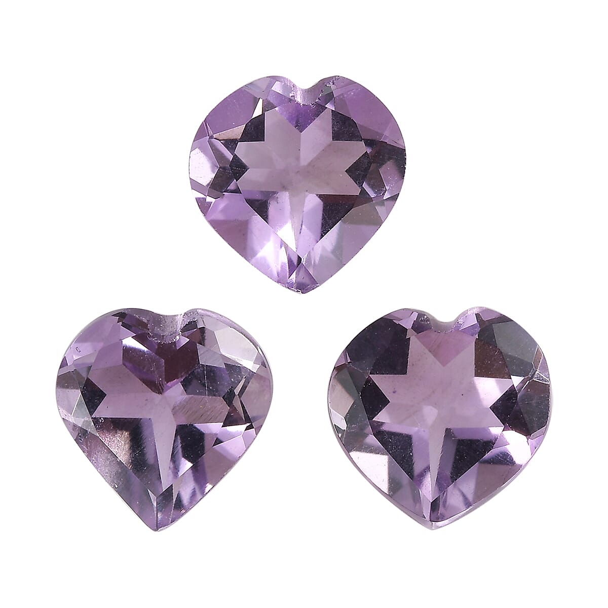 AA Rose De France Amethyst Set of 3 (Hrt 7 mm) 3.06 ctw Loose Gemstone