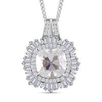 Heart and Arrow Cut Moissanite 4.40 ctw Pendant Necklace in Rhodium Over Sterling Silver 18 Inches