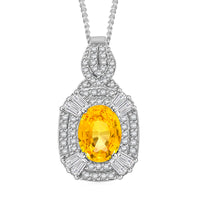 D'Joy Tanzanite, White Zircon Pendant Necklace (18 Inches) in Rhodium Over Sterling Silver 2.00 ctw